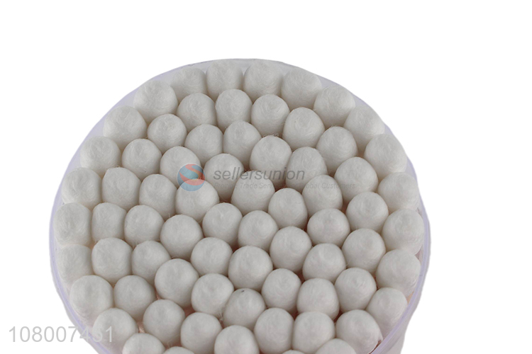 Popular products eco-friendly wooden cotton swabs with round plastic box