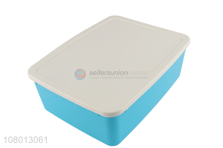 Hot selling blue universal plastic storage box with lid