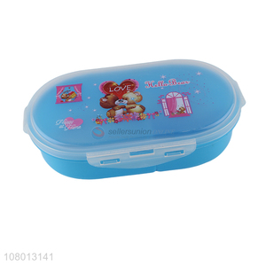 High quality blue plastic crisper cartoon lunch box