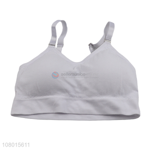 Hot sale solid color women wireless sports bra comfort breathable fitness bra