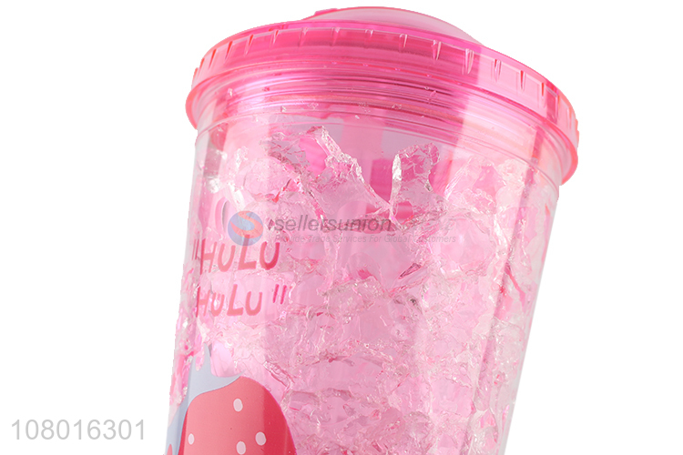Factory supply cute cartoon drinking cup plastic gel freezer tumblers