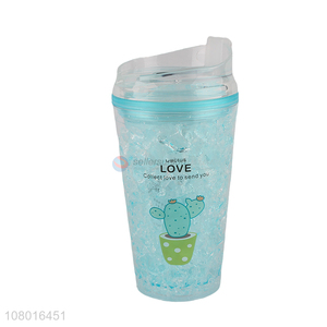 Low price cute plastic gel freezer tumblers cartoon drinking cup
