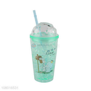 Latest imports creative gel freezer mug double-waled tumbler with straw