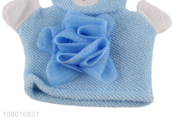 Yiwu factory cute bear shape household bath gloves with bath flower