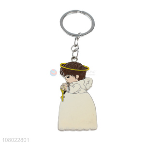 Top product cute key chain metal enameled keychain keyring with low price