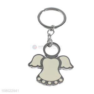 Recent design adorable key chain metal enameled keyring angel keychain
