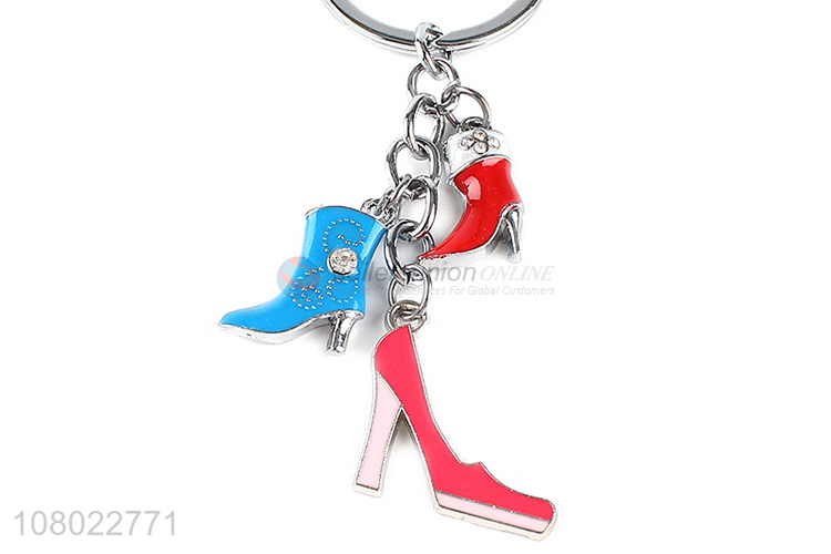 Recent design fashion zinc alloy metal keychains chic pump key chain