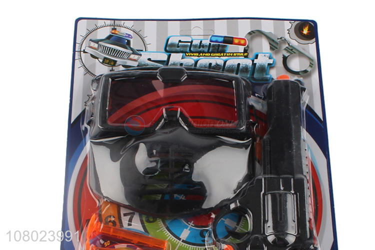 High quality durable black police set toys with soft bullet gun