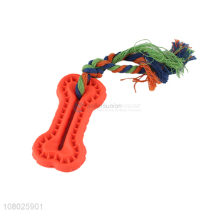 Good sale orange creative toy silicone pet chew toy molar stick with rope