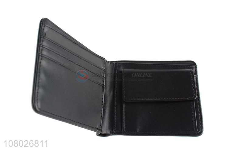 China wholesale black simple style pu leather wallet