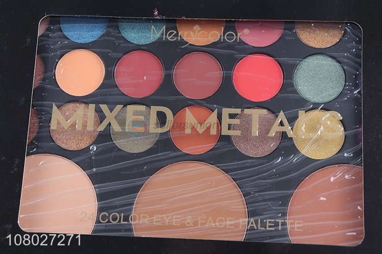 Hot sale 24 colors eyeshadow contour palette metallic eyeshadow palette