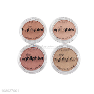 Low price portable 4 colors shimmer pressed highlighter face makeup palette