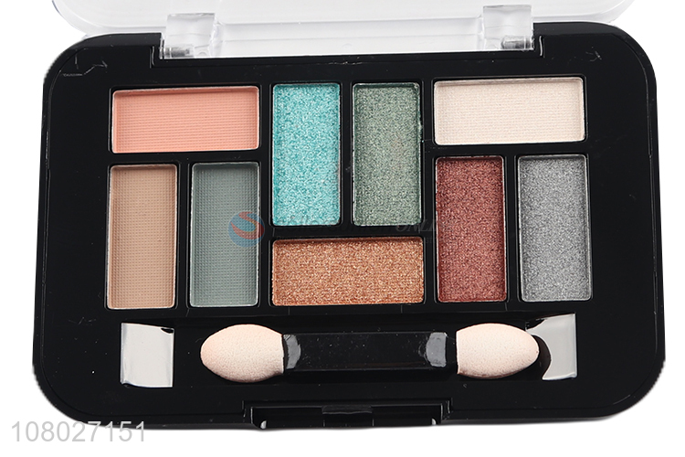 Yiwu market 9 colors shimmer eyeshadow palette with eyeshadow applicator