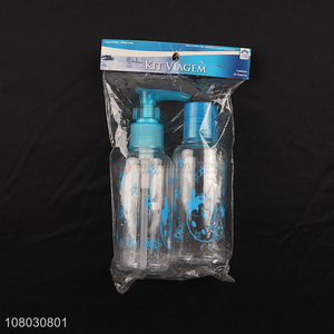 Top selling plastic 2pieces travel cosmetic bottle set wholesale