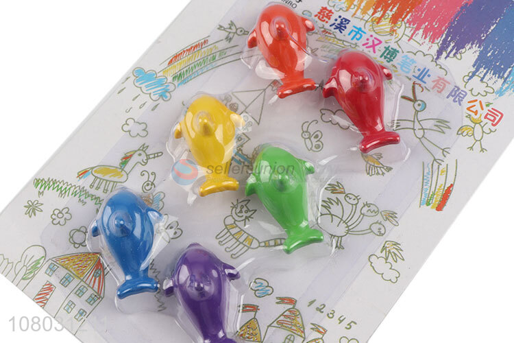 Yiwu market color cute dolphin crayons set for children