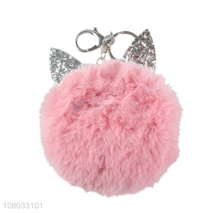 Yiwu wholesale red cute fur ball keychain pendant