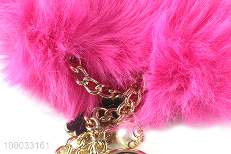 High quality pink fur ball keychain decoration pendant