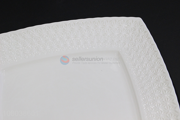 New design white square dinner plate kitchen ceramic tableware