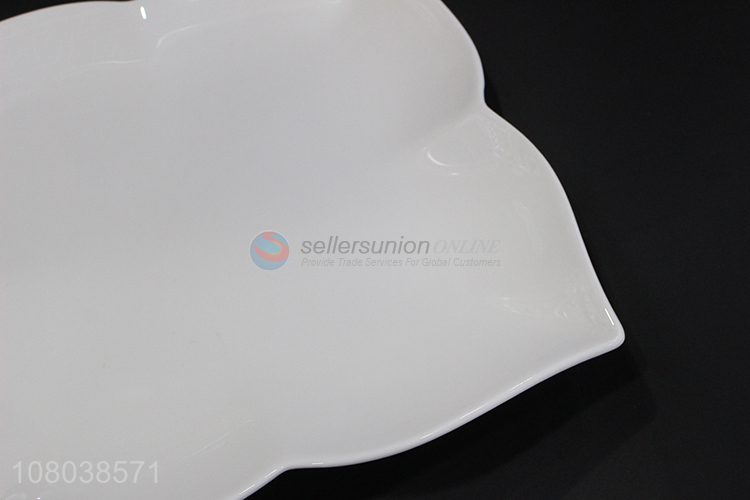 Yiwu wholesale white ceramic plate creative lotus leaf side plate