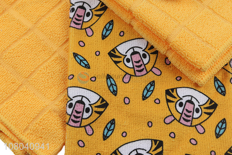 Yiwu market yellow cartoon printed cleaning towel set