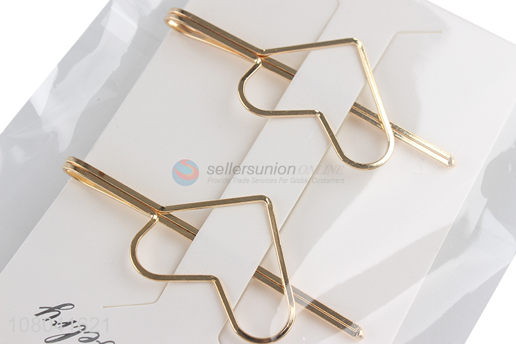 Good price heart shape golden alloy hair pin hair clips