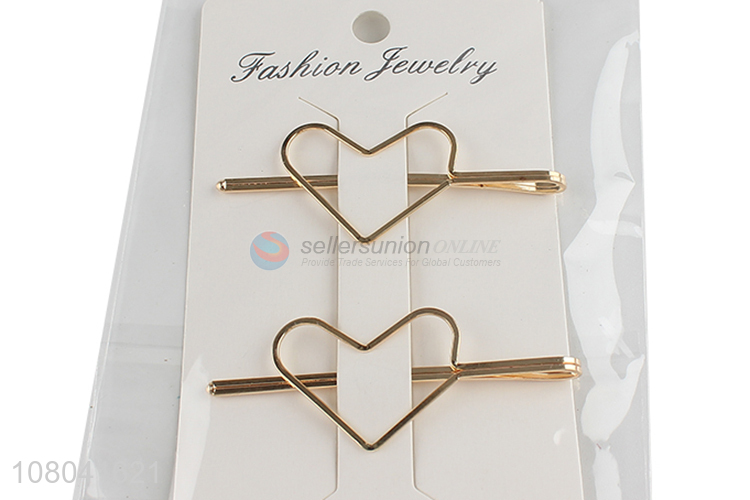 Good price heart shape golden alloy hair pin hair clips
