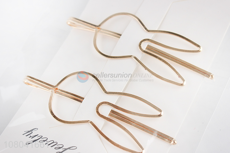 Good sale cute rabbit shape golden alloy hairpin wholesale