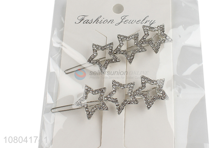 Low price silver star shape delicate ladies hairpin