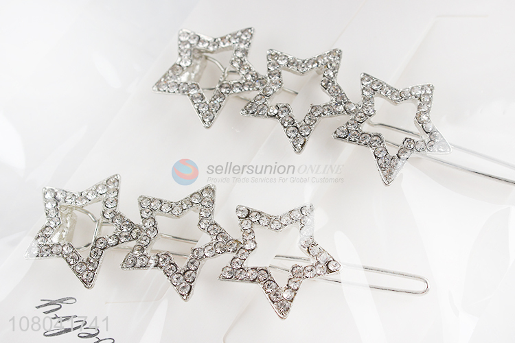Low price silver star shape delicate ladies hairpin