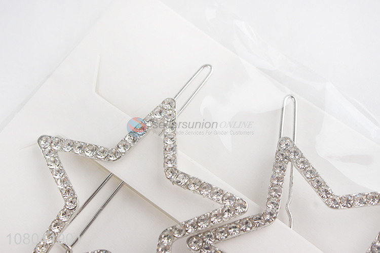 Yiwu market silver hollow star shape women hairpin for sale