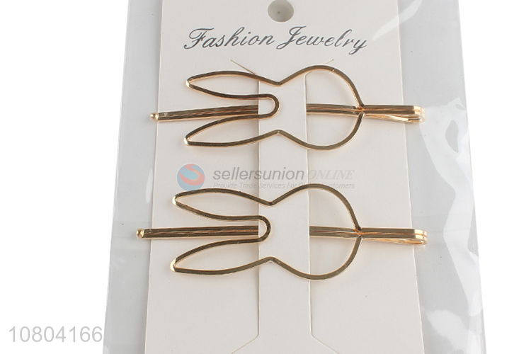 Good sale cute rabbit shape golden alloy hairpin wholesale