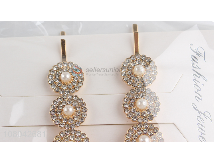China products creative pearls alloy hairpin for headwear