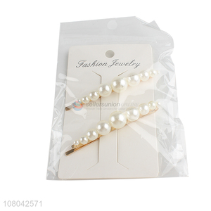 Top quality white delicate pearl women hairpin for sale