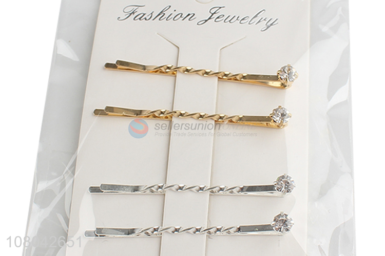 Yiwu factory 4pieces alloy fashion hairpin hair clips for girls