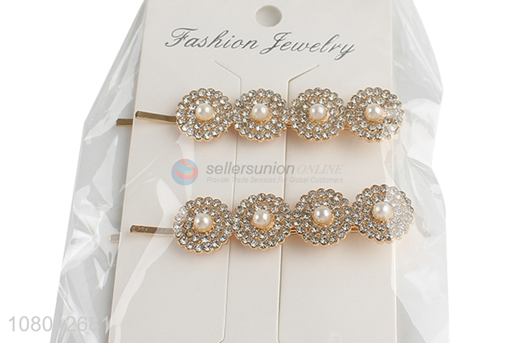 China products creative pearls alloy hairpin for headwear
