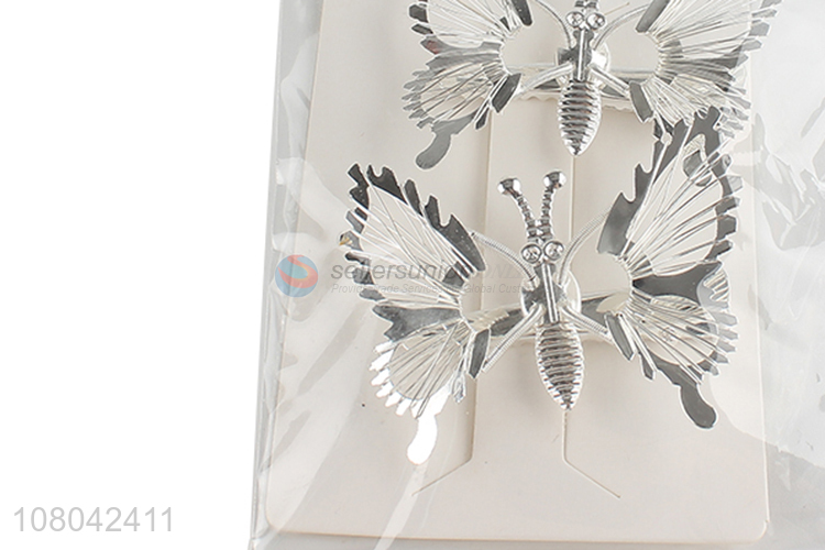 Low price silver butterfly shape women hairpin for dance party