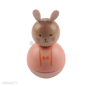Hot selling decorative wooden rabbit ornament cute wooden gift for kids