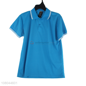 Yiwu Market Blue Cotton T-shirt Lapel Short Sleeve T-shirt