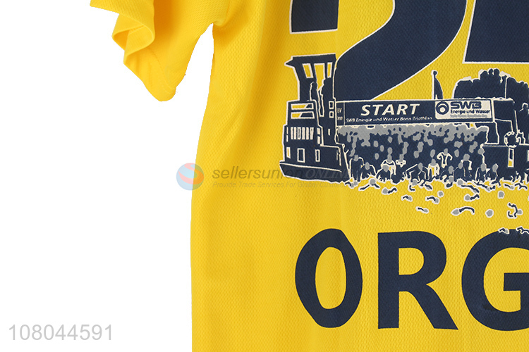 Good sale yellow printed short-sleeved advertising shirt