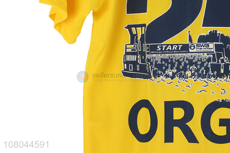 Good sale yellow printed short-sleeved advertising shirt