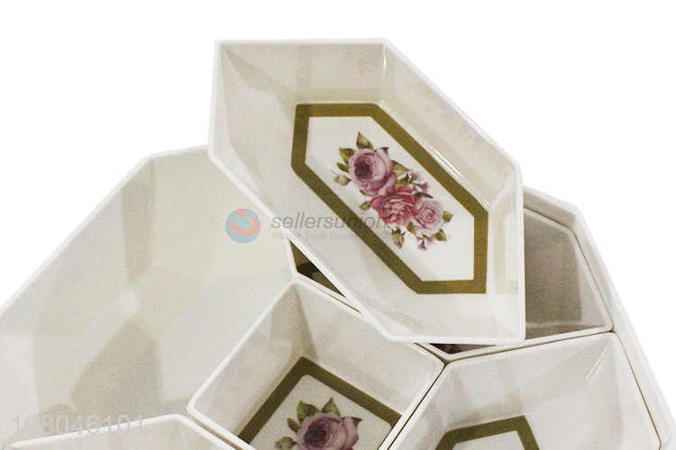 Creative Design Dried Fruit Snacks Plate 5 Compartments Tray With Lid