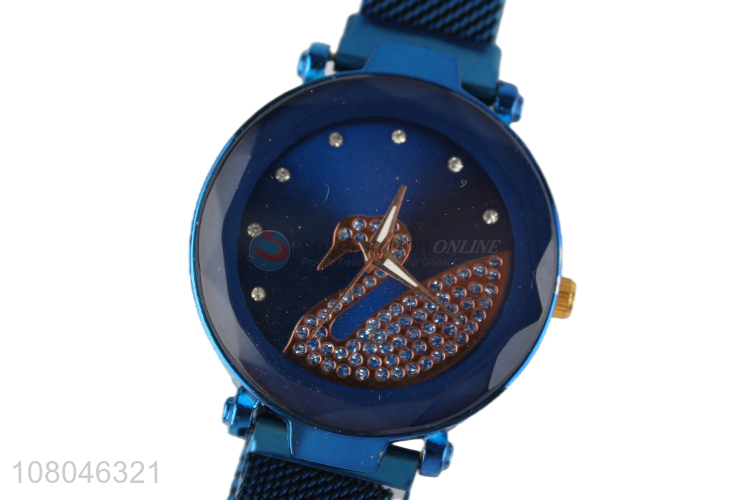 China supplier swan diamond dial alloy wrist watch for women