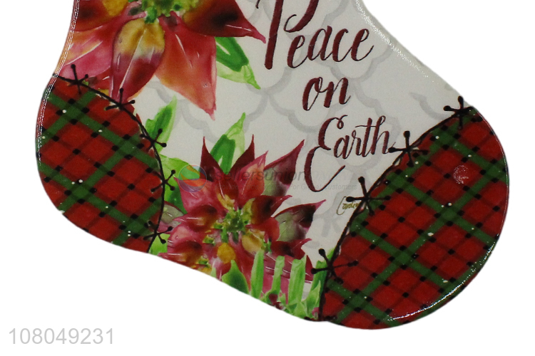 Personalized Christmas Stocking Shape Ceramic Placemat Heat Pad
