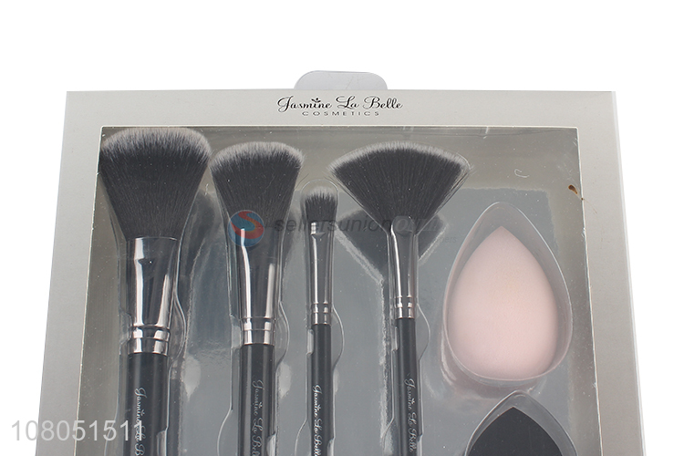 Wholesale 4pcs makeup brush kit with sponge professional makeup brush set