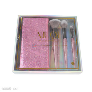 Wholesale 3pcs face makeup brushes set powder blush eyeshadow brush with bag