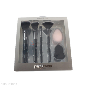 Wholesale 4pcs makeup brush kit with sponge professional makeup brush set