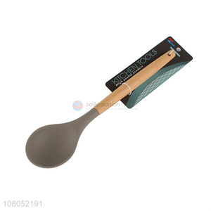 Hot items bpa free kitchen utensils silicone cooking spoon with wooden handle