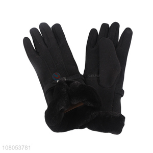 Low price wholesale black winter touch screen gloves for women
