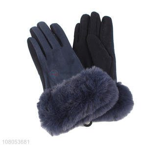 Yiwu market blue plus gloves ladies fashion warm gloves