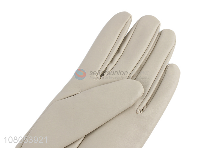 Factory direct sale white fashion gloves ladies leather gloves
